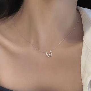 サマーファッションシンプルバタフライカラーボーンチェーンファインペンダントジュエリーネックレス女性用