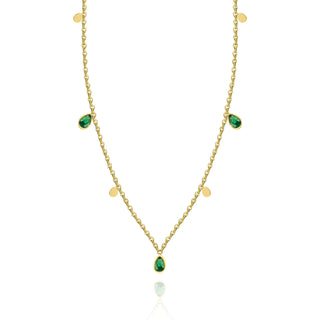 【IA1919】VSB1936  ドロップ ジルコン ペンダント ネックレス 18K ゴールド メッキ ステンレス フェードレス ネックレス
