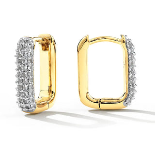 【IA1620】925 スターリングシルバー 18k ゴールド ロジウムメッキ スクエア ハギー U フープピアス レディースセット