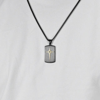 【IA2770】MECYLIFEメンズドッグタグペンダントネックレス、ジルコンスター、ステンレススチールヒップホップネックレス、ブラッシュドペンダント