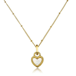 【IA1881】VSB1792 新ラブホワイトシェルペンダントネックレス 18K ゴールドメッキ ステンレススチール 錆びないネックレス