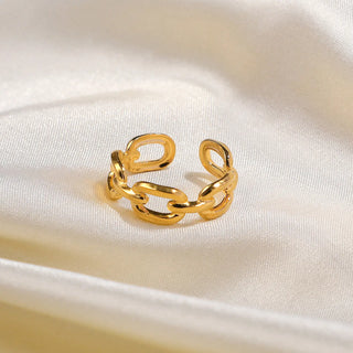 【IA1847】C301 ファッションジュエリー 18K ゴールドメッキ ステンレススチール チェーンリンク 調整可能フィンガーリング