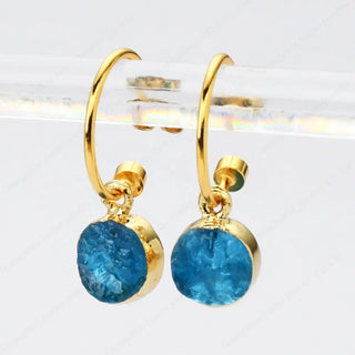 【IA1537】ラウンド ムーンストーン ジェムストーン 1mm フープ ピアス 女性 ステートメント ピアス 女性用 18k ゴールド