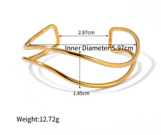 【IA1866】ヴァーシャル VSD39  ミニマル 18K ゴールドメッキ ステンレススチール 開口 ダブルレイヤー バングル