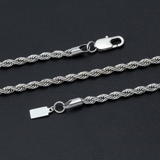 【IA3523】ヒップホップ 4mm ロープチェーン メンズ マイアミジュエリーネックレス 18k ゴールドメッキ ステンレススチール ツイストロープチェーンネックレス