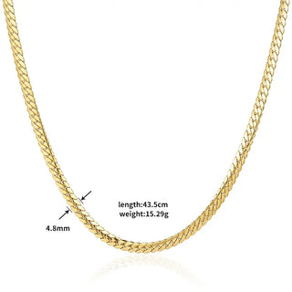 【IA3564】ステンレススチールファッションジュエリー 18Kゴールドメッキ フラットスネークリンクチェーン クラビクルネックレス 女性・男性用