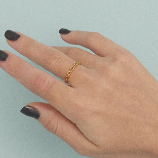 【IA1057】ジュエリー 女性 男性用 ステンレススチール 18K PVD ゴールドメッキ リング チェーンリンクリング 調整可能