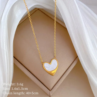【IA1810】インス 韓国 ゴールドメッキ シェル ハート型ネックレス 防水 ステンレススチール ラブハートペンダントネックレス レディース用