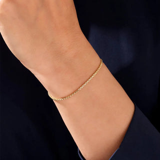 【IA1283】ブレスレット 男女兼用 2mm 高品質 14k ゴールドメッキ ダンディーステンレススチール シンプルボックスチェーンブレスレット ジュエリー