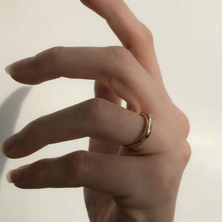 【IA1075】ドロップシッピング  女性用ジュエリー ステンレススチール シンプル ミニマリスト ファインジュエリーリング 18K ゴールド