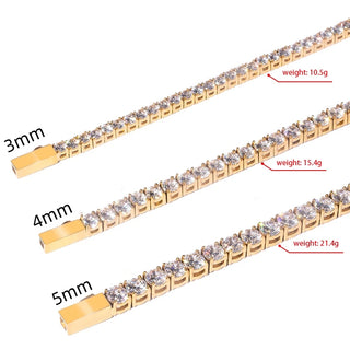 【IA3521】アイスドアウトCZステンレススチール3mm 4mm 5mmブリングキュービックジルコニアキャスティングテニスチェインブレスレット 男性・女性用