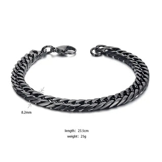 【IA3559】ファッションヒップホップジュエリースタイリッシュステンレススチールブラックチャンクーキューバンリンクチェインハンドブレスレット 男性用