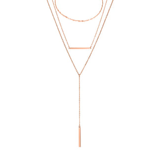 【IA1236】ステンレススチールペンダント 美しいジュエリーセット ダンディーゴールド 3レイヤーチョーカー レイヤーロングバーネックレス 女性用