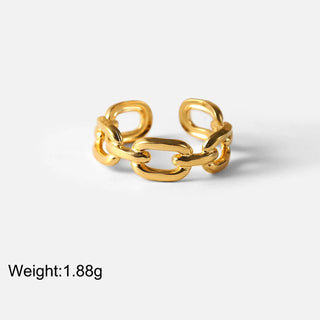 【IA1847】C301 ファッションジュエリー 18K ゴールドメッキ ステンレススチール チェーンリンク 調整可能フィンガーリング
