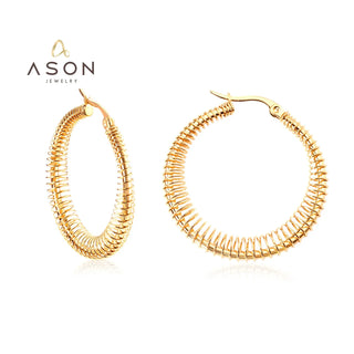 【IA0543】Ason ファッション女性用ジュエリー 18Kゴールドメッキ ステンレススチール ヴィンテージポリッシュホーンピアス 低アレルギー性 スプリングフープピアス
