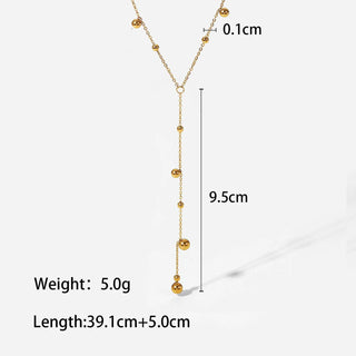 【IA1809】ゴールドメッキ タッセル ビーズネックレス ジュエリー ステンレススチール ビーズリンクチェーン ネックレス レディース用