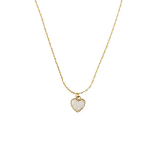 【IA1880】VSB1820 ホワイトシェルピーチハートペンダントネックレス 18K ゴールドメッキ ステンレススチール 錆びないネックレス