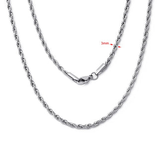 【IA3533】18Kゴールドメッキバルクリンクチェーン ドバイジュエリー 2.5mm・3mmステンレススチールロープチェーン＆ツイストチョーカーネックレス