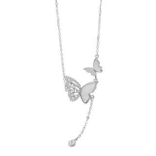 【IA4133】高品質ビジュースターリングシルバーバタフライネックレスガールズ用925シルバーバタフライペンダントネックレス
