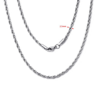 【IA3533】18Kゴールドメッキバルクリンクチェーン ドバイジュエリー 2.5mm・3mmステンレススチールロープチェーン＆ツイストチョーカーネックレス