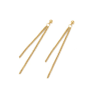 【IA1106】ファッションジュエリー ステンレス チタン スチール 14K ゴールドメッキ スレッダーピアス ロングチェーンスタッドピアス