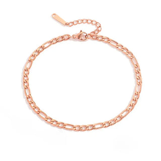 【IA1048】4mm ステンレススチール 14K ゴールドPVDメッキ 夏のビーチジュエリー ボヘミアン 華奢なフィガロチェーンアンクレット 女性用