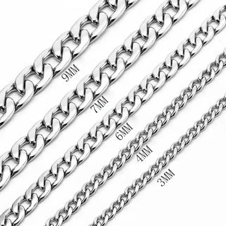 【IA3672】高品質 ノーフェード ヒップホップ メンズ&レディース用 ユニセックスファッションジュエリー ステンレススチール キューバンリンクチェーンネックレス
