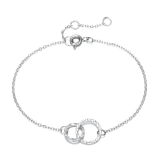 【IA1156】品質の結婚式＆誕生日ギフト インターロッキング ダブルサークルチェーンブレスレット ステンレススチールジュエリー 女の子用