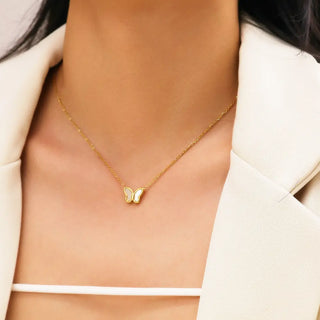 【IA1829】デイシー デインティ シェルバタフライネックレス ステンレススチール バタフライウィングネックレス レディース用 ファッションジュエリー