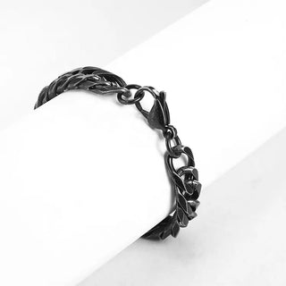 【IA3561】ヒップホップジュエリーステンレススチールブラックチャンクーブラックキューバンカーブリンクハンドブレスレット ロブスタクラスプ付き 男性用