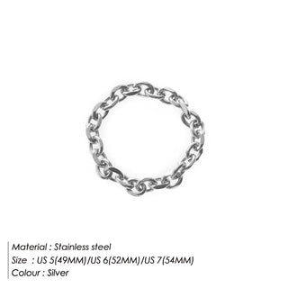 【IA1057】ジュエリー 女性 男性用 ステンレススチール 18K PVD ゴールドメッキ リング チェーンリンクリング 調整可能
