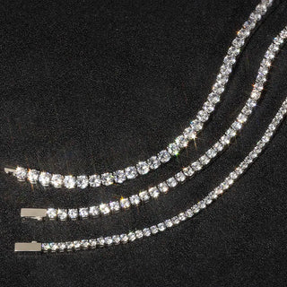 【IA3521】アイスドアウトCZステンレススチール3mm 4mm 5mmブリングキュービックジルコニアキャスティングテニスチェインブレスレット 男性・女性用