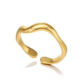 【IA3000】グローバル ベストセラー  シンプルオープンリング レディース 18K ゴールドメッキ 不規則形状 新しい ステンレススチール ジュエリー