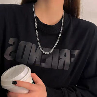 【IA3673】高品質 ヒップホップ パンクファッションジュエリー 高光沢 ステンレススチール メンズ&レディース用 キューバンリンクチェーンネックレス
