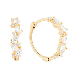 【IA1682】標準   ジュエリー 18K ゴールド メッキ ティア ドロップ ジェム コンク フープ ピアス