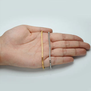 【IA1283】ブレスレット 男女兼用 2mm 高品質 14k ゴールドメッキ ダンディーステンレススチール シンプルボックスチェーンブレスレット ジュエリー