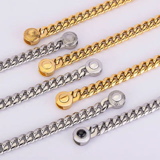 【IA3530】10mm Miami Cuban Link Chains Necklace: 18Kゴールドメッキ ヒップホップ ラッパー 男性用 316Lステンレススチール キューバンブレスレット ネックレス