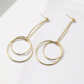 【IA1267】ファッションピアス 316 ステンレススチール サークルループペンダント ドロップピアス ステートメント 14k ゴールドメッキ