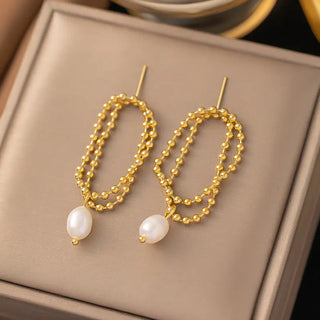 【IA1804】レトロジュエリー 18K ゴールドメッキ OT クラスプ パールチョーカーネックレス ステンレススチールビーズ バロックパールネックレス ギフト用