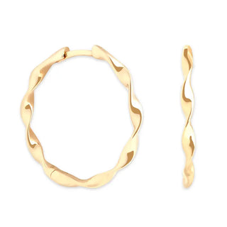 【IA1632】高品質  18K ゴールドメッキ ジュエリー ツイスト ラージフープ ソリッドゴールドピアス