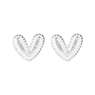 【IA2116】クラシックヴィンテージハートスタッドピアス 925 スターリングシルバー デイリーピアス 女性用