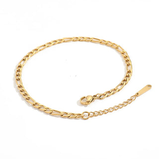 【IA1048】4mm ステンレススチール 14K ゴールドPVDメッキ 夏のビーチジュエリー ボヘミアン 華奢なフィガロチェーンアンクレット 女性用