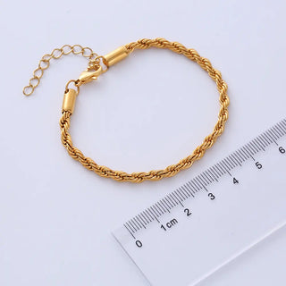 【IA3668】ファッションヒップホップ ノンターンニッシュジュエリー ゴールドメッキ ステンレススチール ツイストロープリンクチェーンブレスレット レディース用