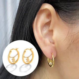 【IA1437】NEWINS ベストセラー 925 スターリングシルバー スネーク フラッシュ パール ラウンドシェイプ 18K ゴールドメッキ フープピアス レディース