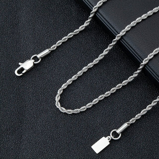 【IA3523】ヒップホップ 4mm ロープチェーン メンズ マイアミジュエリーネックレス 18k ゴールドメッキ ステンレススチール ツイストロープチェーンネックレス