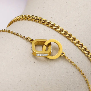 【IA1850】VSD606 ファッションジュエリー ダブルレイヤーブレスレット 18K ゴールドメッキ ステンレススチール 防水ブレスレット