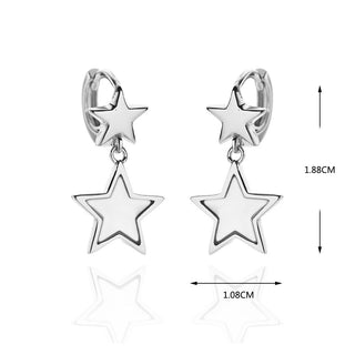【IA4224】新高級925スターリングシルバージュエリーロジウムゴールドメッキプレーンスターシェルフープイヤリングレディースギフト