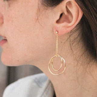 【IA1267】ファッションピアス 316 ステンレススチール サークルループペンダント ドロップピアス ステートメント 14k ゴールドメッキ