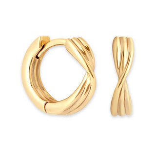 【IA1661】クラシックハギーズ ツイスト 925 スターリングシルバー フープ 18K ゴールドメッキ ピアス