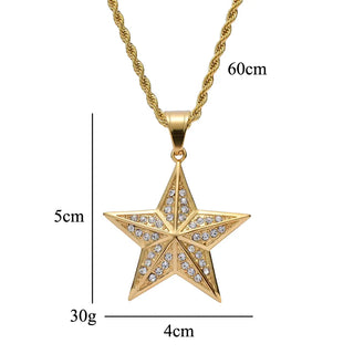 【IA3481】スターズ ブリングブリング ファッション クリスタル ロックペンダント ステンレススチール ネックレス ヒップホップジュエリー